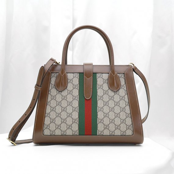 Gucci(구찌) 649016 브라운 레더 GG 수프림 금장 재키 1961 미디엄 토트백