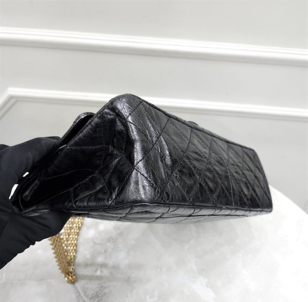 [럭스유] 샤넬 2.55 빈티지 카프스킨 플랩백 금장 맥시 12번대