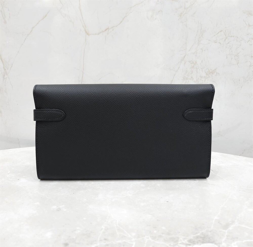 [럭스유] 에르메스 켈리 클래식 장지갑 앱송 팔라듐 누아 W각인