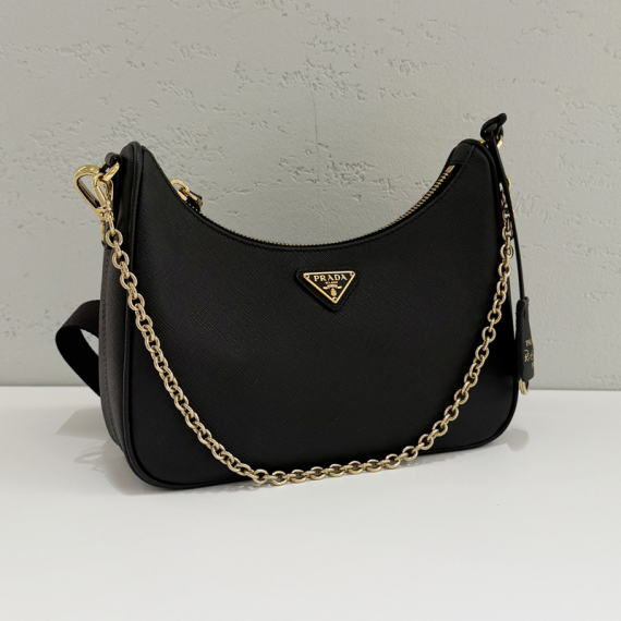 프라다 리에디션 사피아노 레더 숄더백 블랙 1BH204