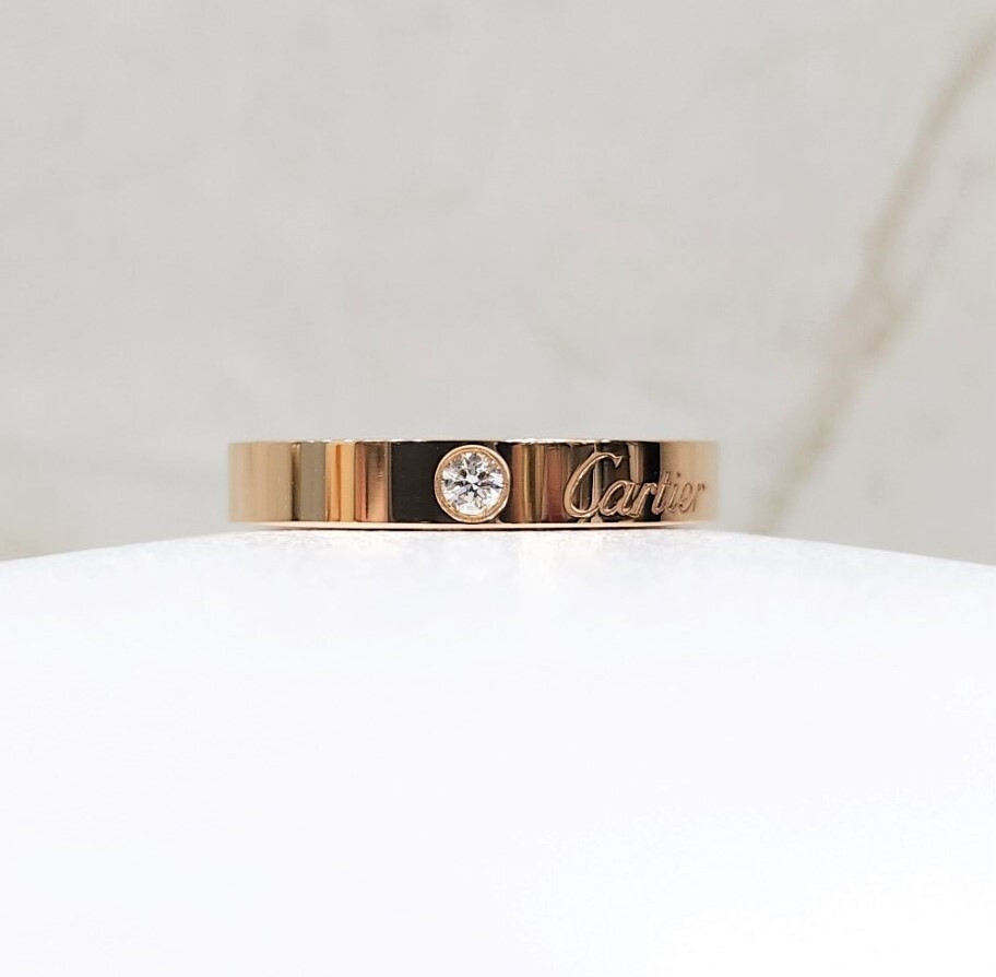 [럭스유] 까르띠에 C 드 다이아 1P 웨딩링 18K 핑크골드 48호