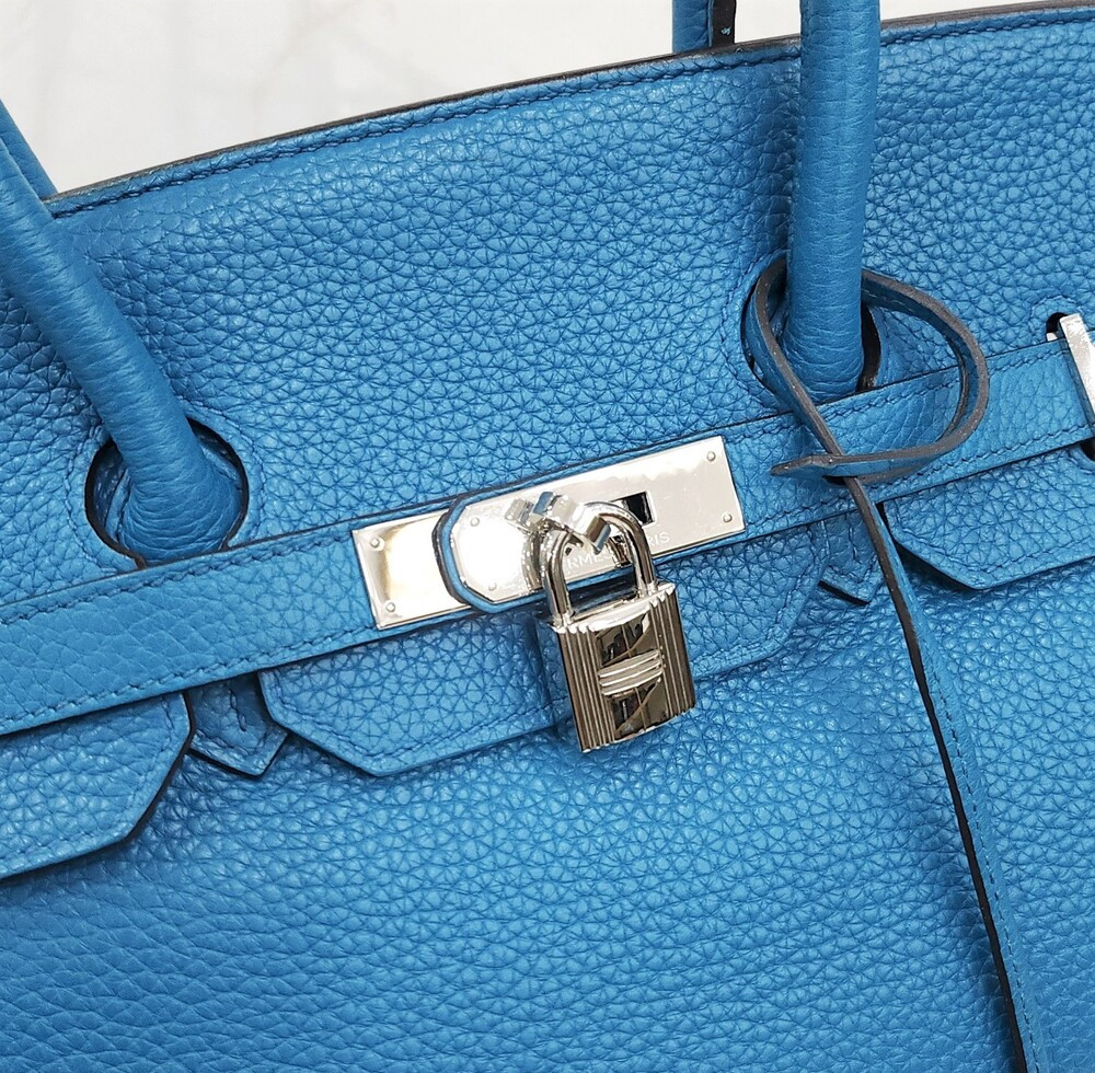 [럭스유] 에르메스 벌킨 35 토고 블루 은장 Q각인