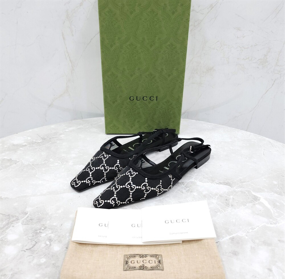 [럭스유] (새상품) 36 / 구찌 GG 임벨리시드 발레리나 플랫 슬링백 771662