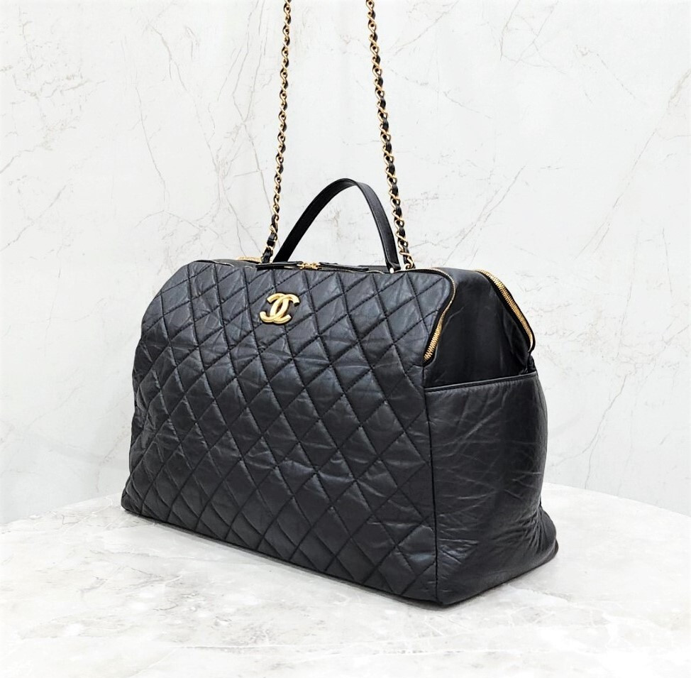 [럭스유] 샤넬 탑핸들 더블 지퍼 볼링백 카프스킨 신형내장칩