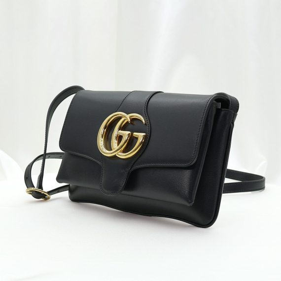 Gucci(구찌) 550129 블랙 레더 금장 더블 G 알리 스몰 숄더백