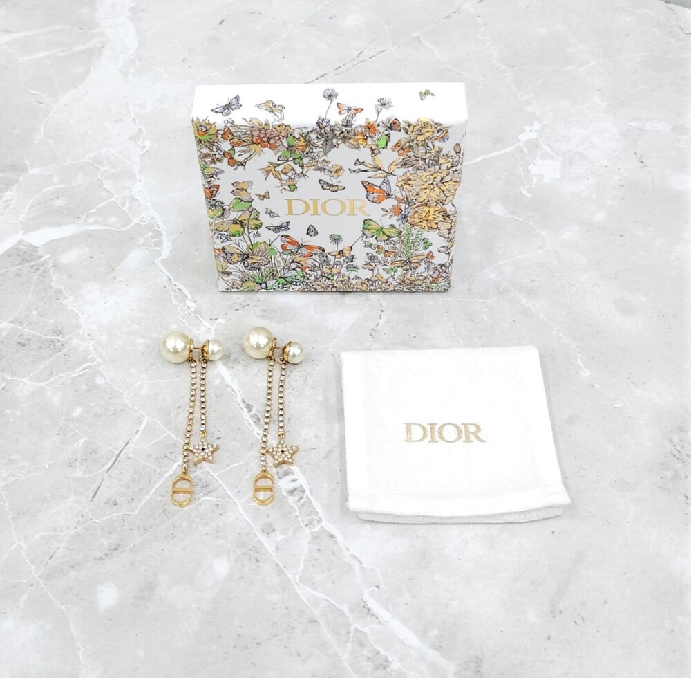 [럭스유] (새상품) 디올 트라이벌 크리스탈 스타 진주 귀걸이 E1270TRICY