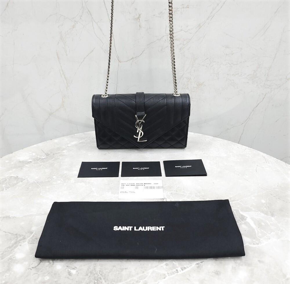 [럭스유] 생로랑 그랑 드 뿌드르 레더 엔벨로프 스몰 체인백 600195