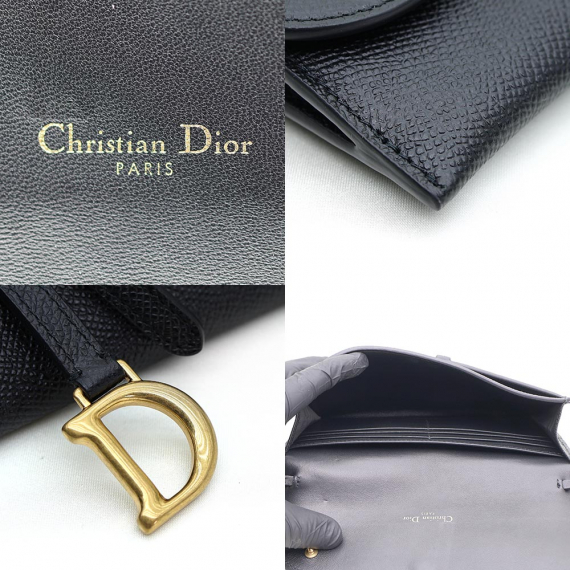 Dior(크리스챤디올) S5614CBAA_M900 블랙 레더 새들 SADDLE 파우치 WOC 체인 크로스백