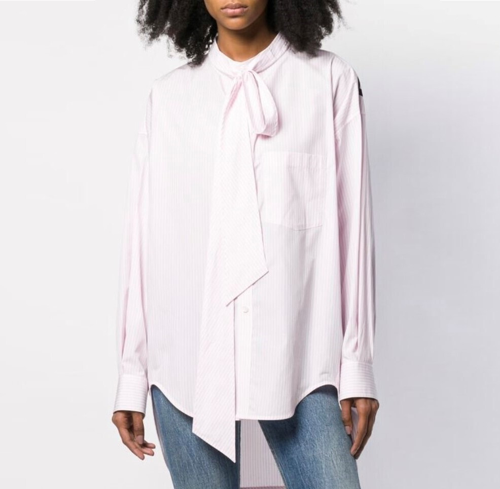 [럭스유] (새상품) 32 / 발렌시아가 핑크 스트라이프 백로고 뉴 스윙 셔츠