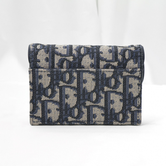 Dior(크리스챤디올) S5611CTZQ 블루 오블리크 자카드 새들 플랩 카드지갑