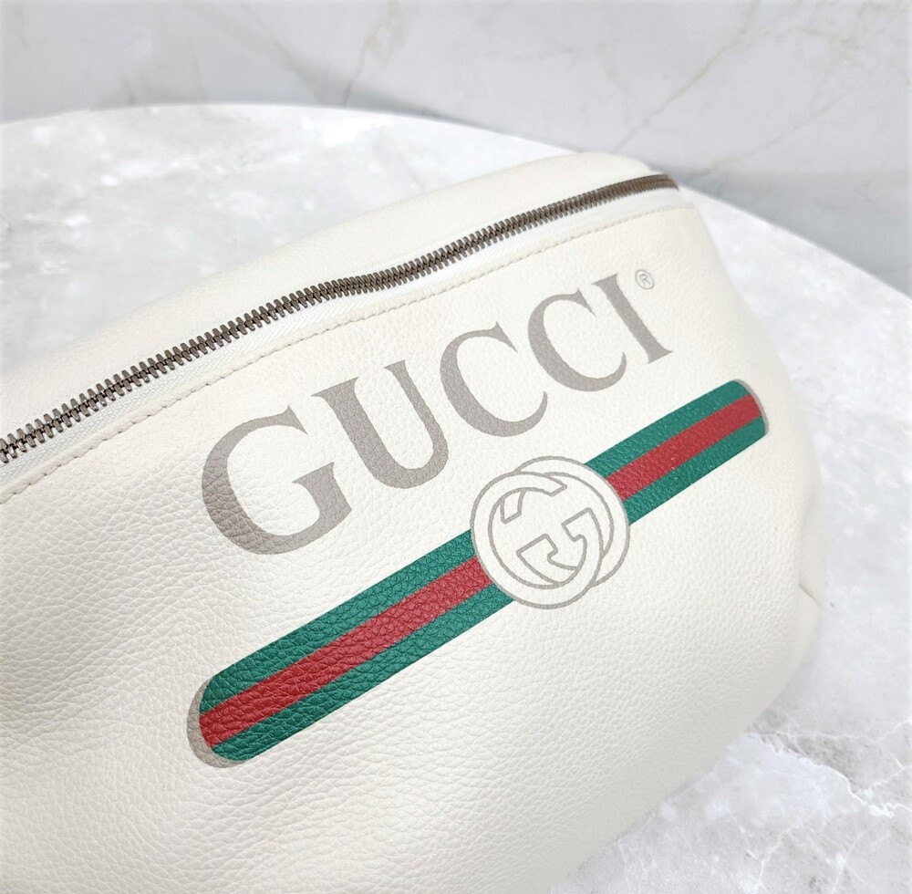 [럭스유] 구찌 띠로고 삼선 레더 힙색 530412