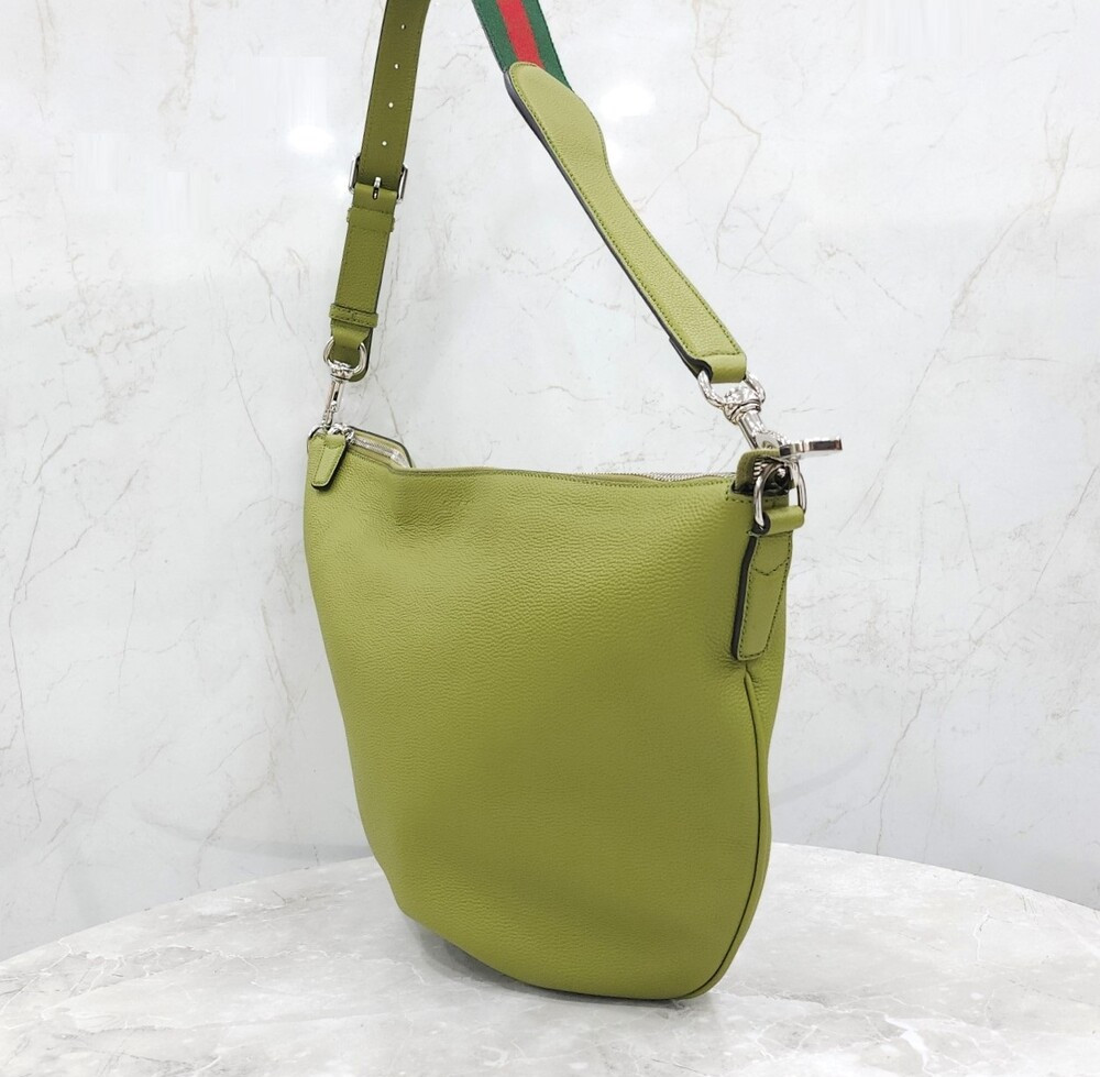 [럭스유] (새상품) 구찌 B 라지 숄더백 올리브그린 800194