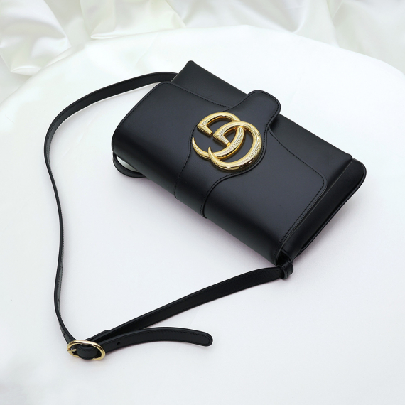 Gucci(구찌) 550129 블랙 레더 금장 더블 G 알리 스몰 숄더백