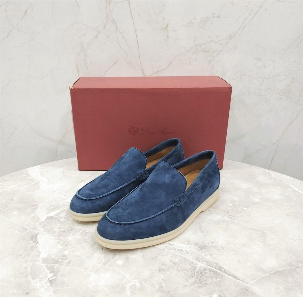 [럭스유] (새상품) 37.5 / 로로피아나 네이비 스웨이드 썸머워크 로퍼