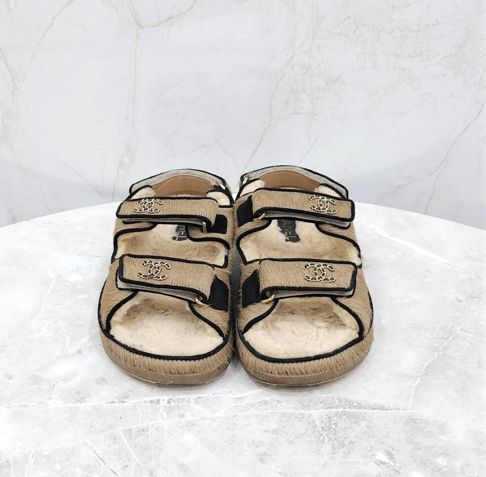 [럭스유] 36.5 / 샤넬 CC로고 벨크로 송치 샌들 G35927