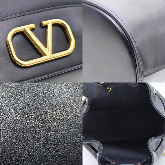 Valentino(발렌티노) VW0P0T83HPF 블랙 레더 금장 로고 버킷 숄더백