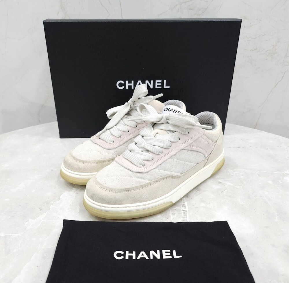 [럭스유] 36.5 / 샤넬 스웨이드 퀄팅 스니커즈 G38740
