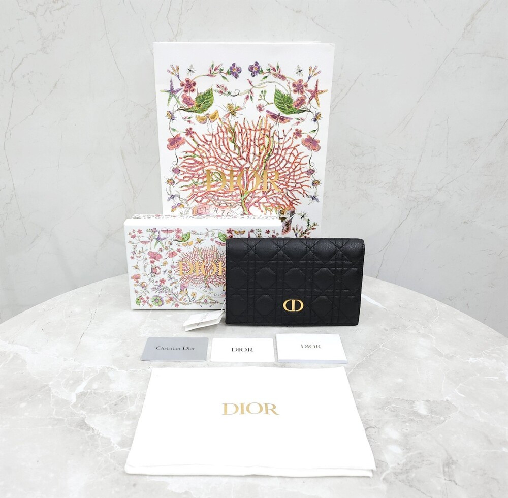 [럭스유] (새상품) 디올 블랙 카로 XL 슬림 월렛 장지갑 블랙 까나쥬 S5104UWHC