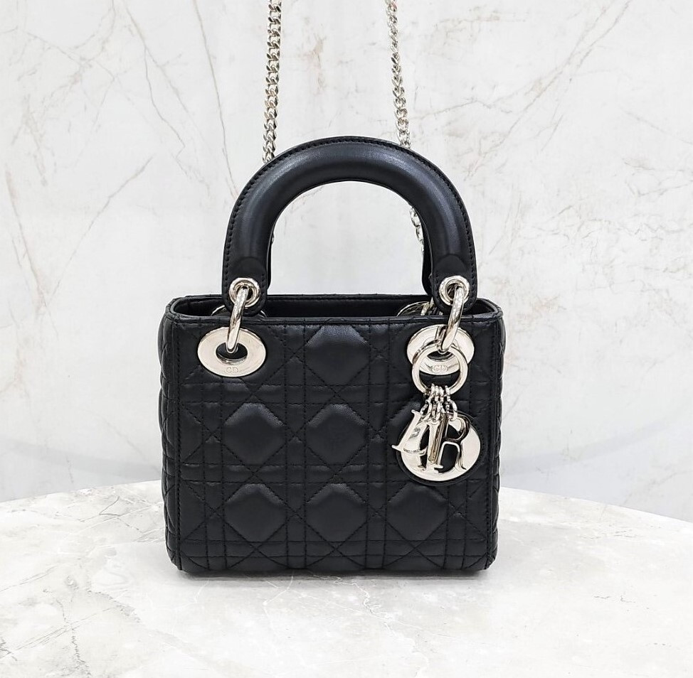 [럭스유] 디올 레이디 디올 미니 백 블랙 까나쥬