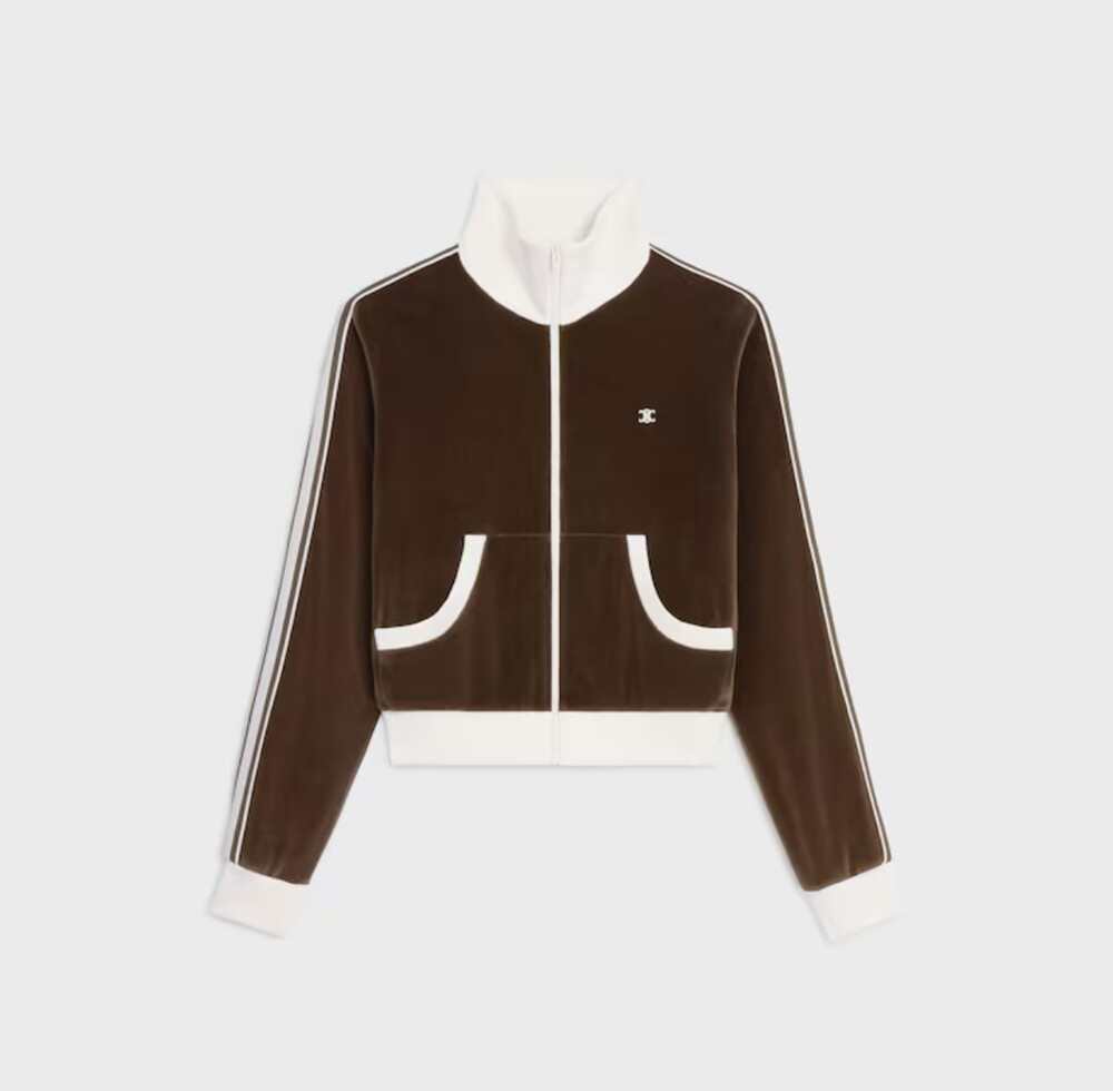 [럭스유] (새상품) S / 셀린느 트리옹프 모티브 벨벳 저지 자켓 2Y16E748Q