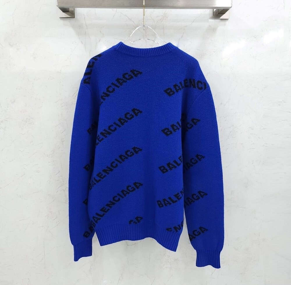 [럭스유] M / 발렌시아가 블루 멀티로고 니트 스웨터 555486