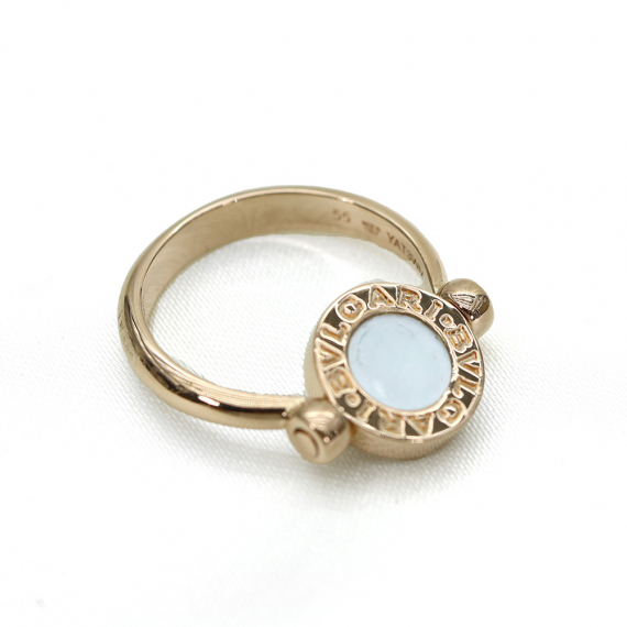 Bvlgari(불가리) 347769 18K 핑크골드 마더오브 펄 오닉스 플립링 반지 55호