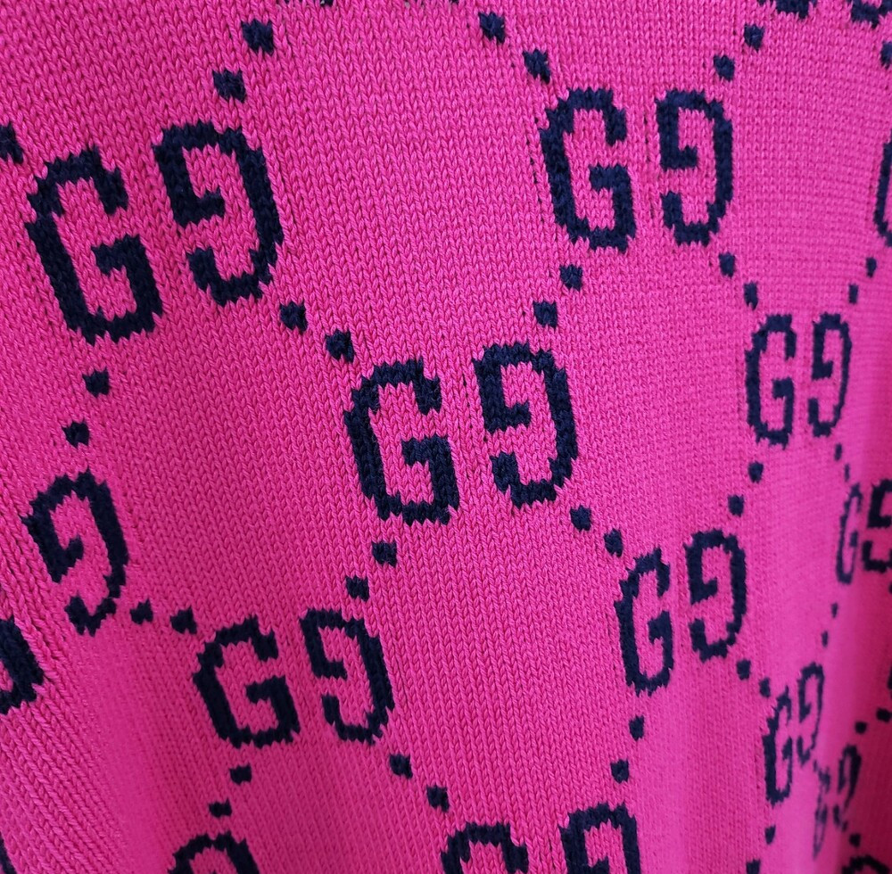 [럭스유] (새상품) L / 구찌 핑크 GG 로고 코튼 가디건