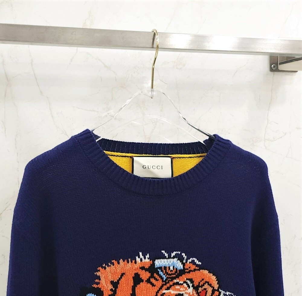 [럭스유] L / 구찌 타이거 자수 울 니트