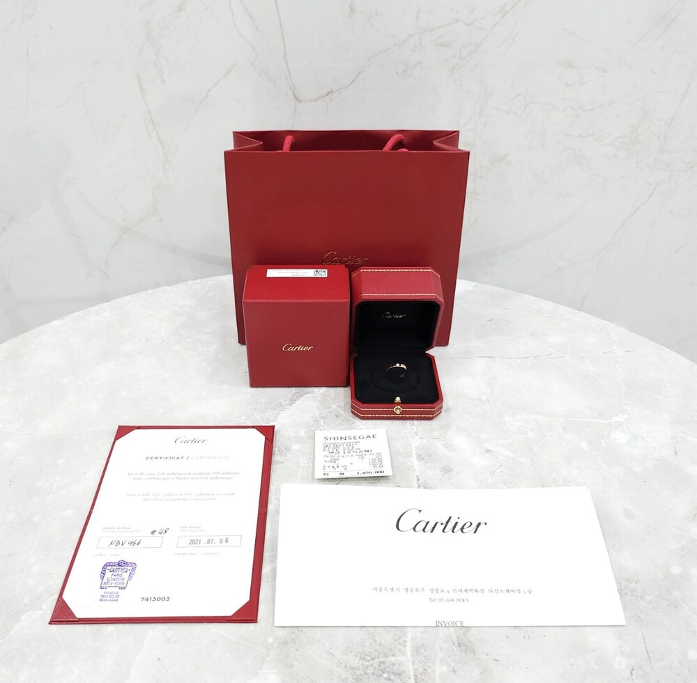 [럭스유] 까르띠에 다이아 1P C드 까르띠에 웨딩링 18K 핑크골드 48호