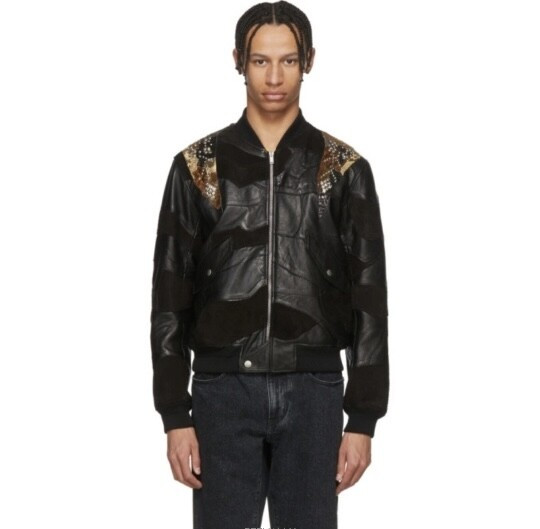 [럭스유] 52 / 생로랑 블랙 패치워크 레더 자켓