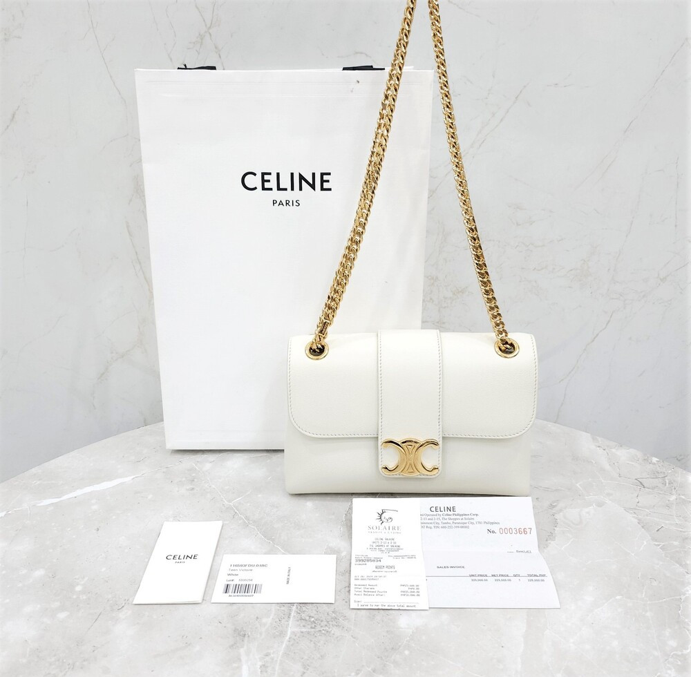 [럭스유] 셀린느 화이트 미니 빅투아르 체인 숄더백 116593FDU