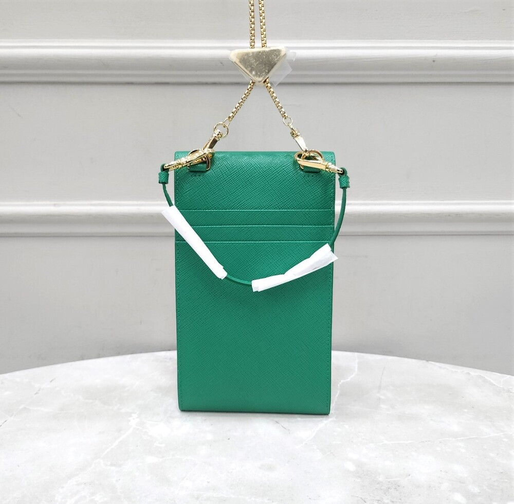 [럭스유] 프라다 그린 폰파우치 레더 미니백