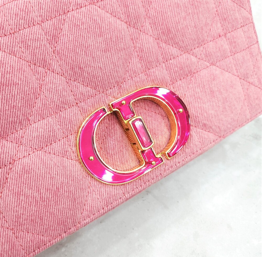 [럭스유] 디올 카로 숄더백 미디움 데님 브라이트 핑크 M9242WTJF