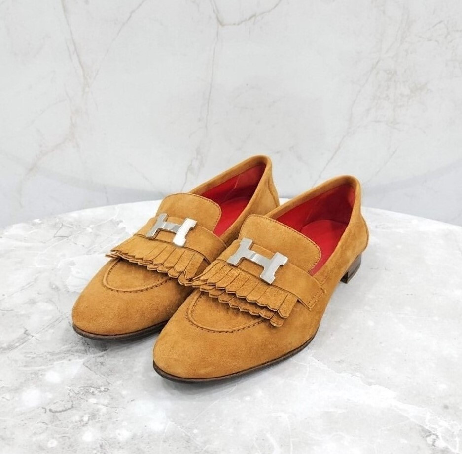 [럭스유] 37.5 / 에르메스 로얄 로퍼 스웨이드 골드 은장