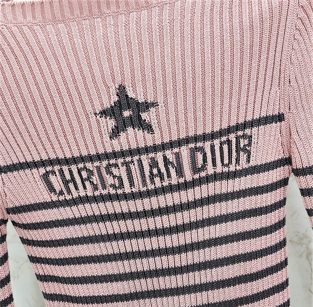 [럭스유] (새상품) 36 / 디올 리비에라 코튼 니트 핑크 그레이