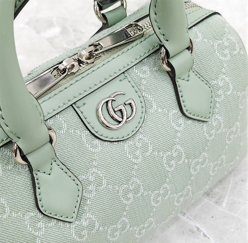 [럭스유] 구찌 오피디아 GG 미니 탑핸들 백 페일 그린 데님 772053