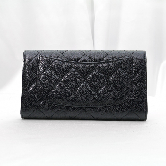 Chanel(샤넬) A31506 블랙 캐비어 금장 CC 로고 클래식 플랩 장지갑 (20번대)