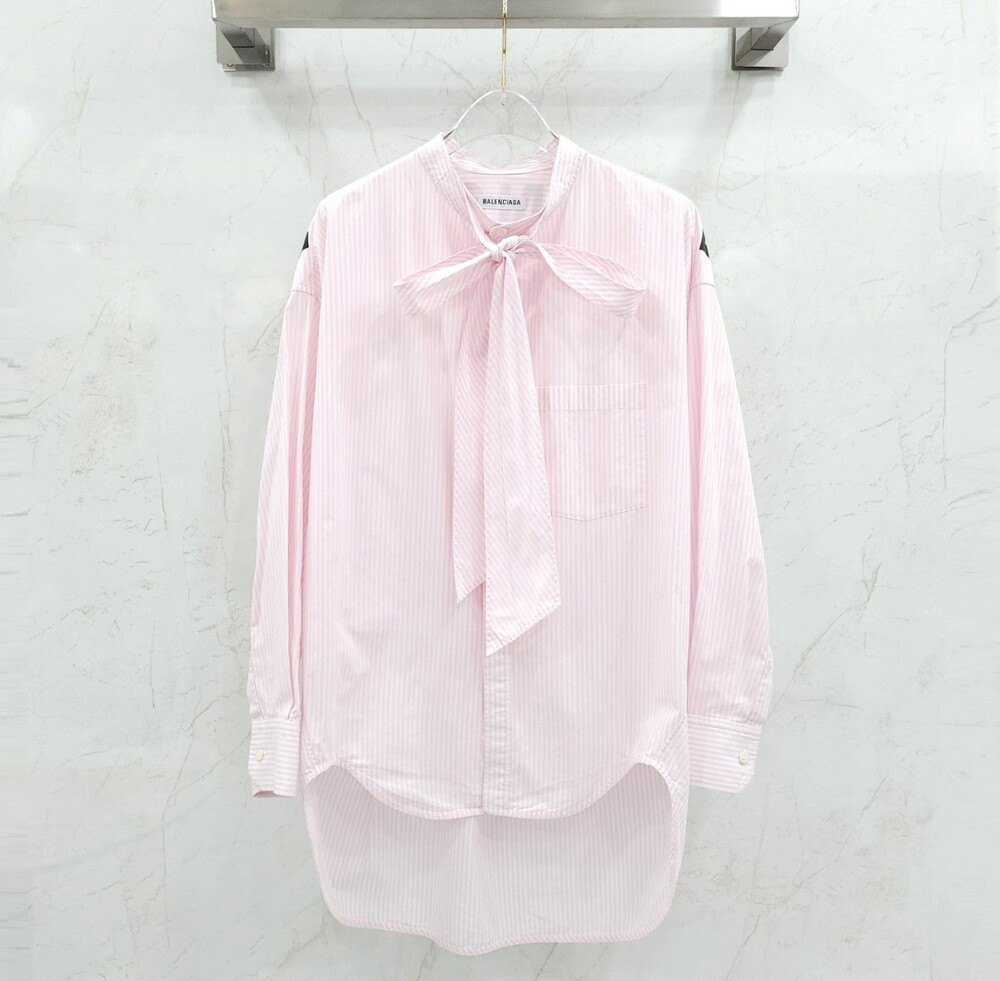 [럭스유] (새상품) 32 / 발렌시아가 핑크 스트라이프 백로고 뉴 스윙 셔츠