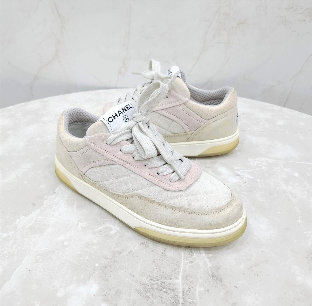 [럭스유] 36.5 / 샤넬 스웨이드 퀄팅 스니커즈 G38740