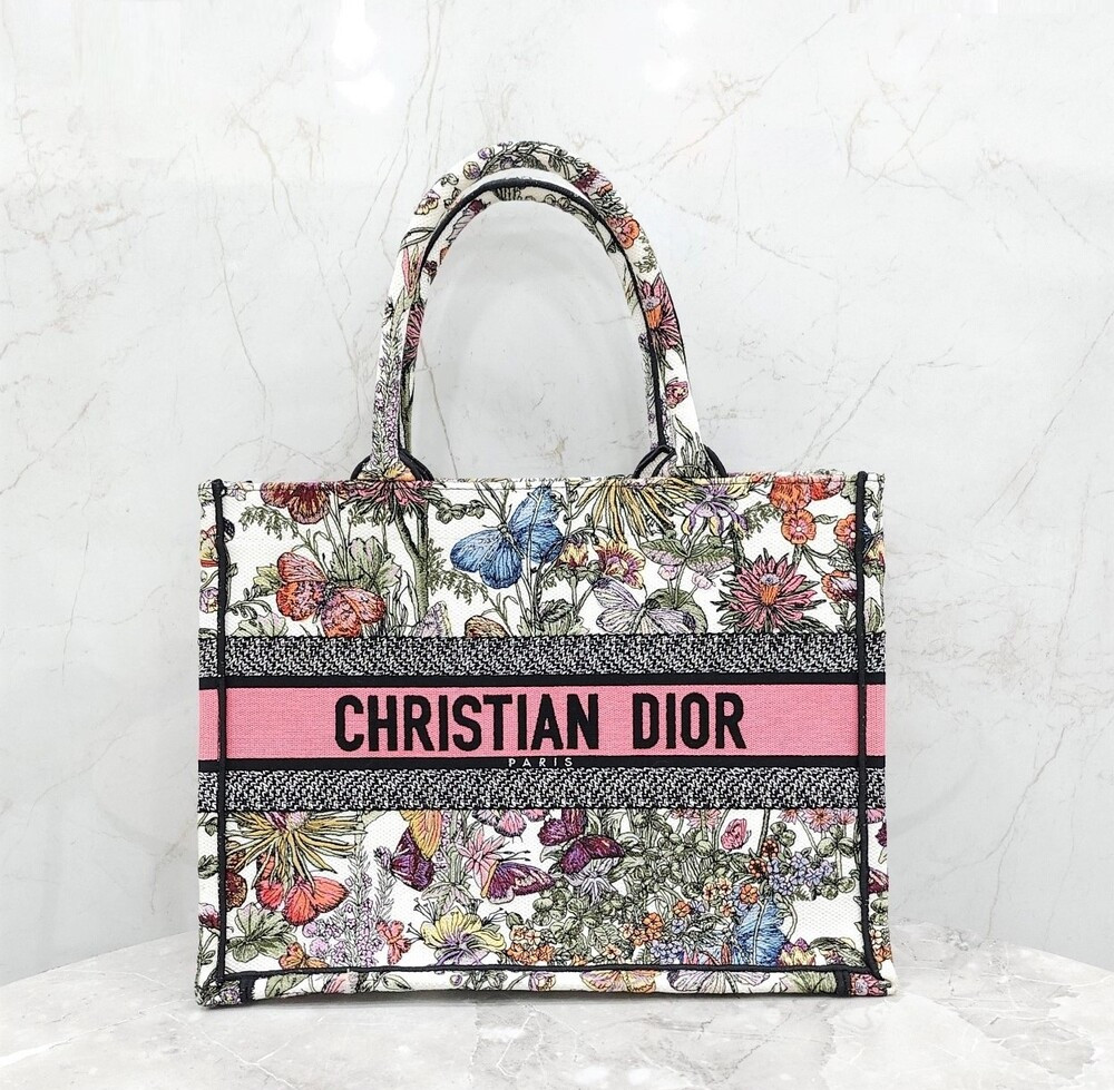 [럭스유] 디올 멀티컬러 플라워 북토트 미디엄 백