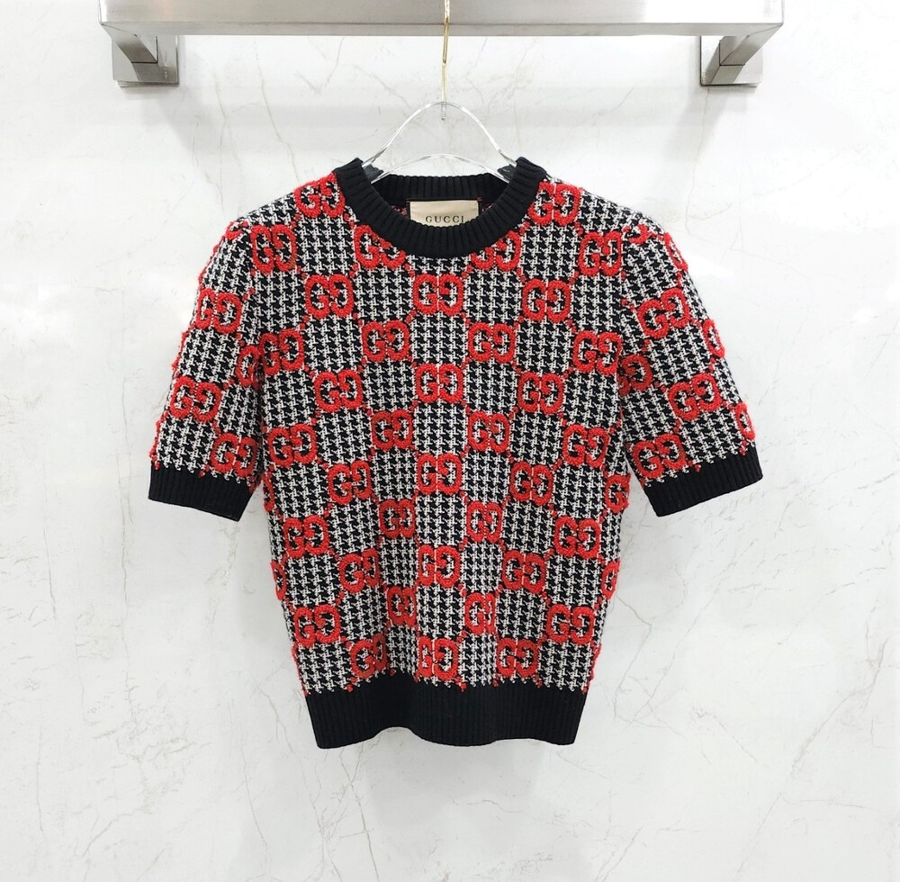 [럭스유] XS / 구찌 GG 자카드 소프트 울 반팔 니트 731007