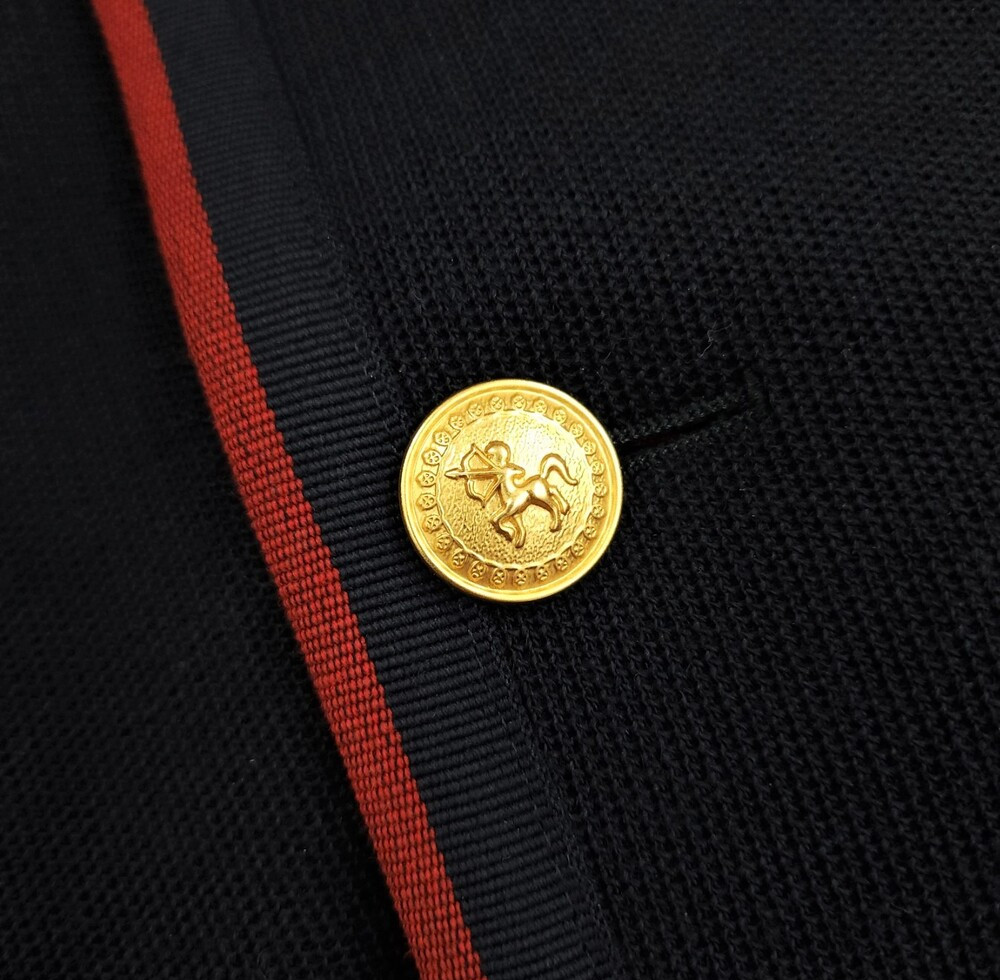 [럭스유] 44 / 구찌 GG 로고 자수 트리밍 네이비 블레이저 자켓 590578