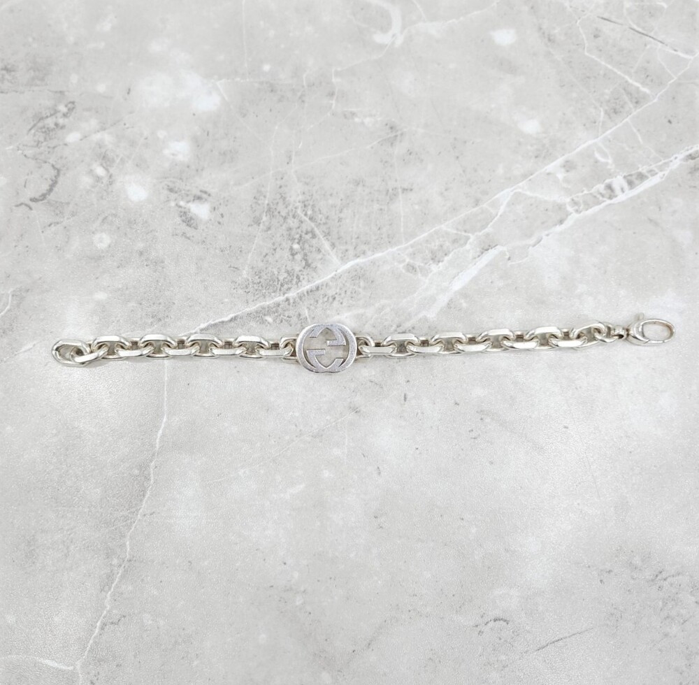 [럭스유] 구찌 GG 인터로킹 체인 실버 팔찌 18호 627068