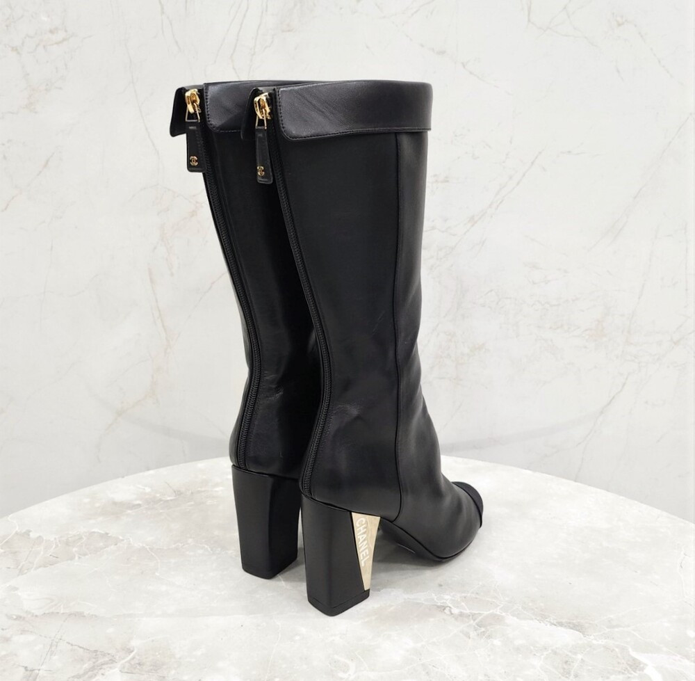 [럭스유] 39 / 샤넬 블랙 레더 롱 부츠