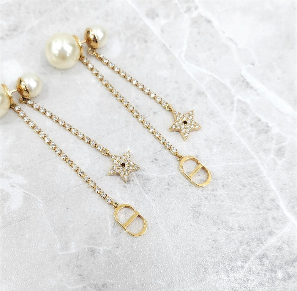 [럭스유] (새상품) 디올 트라이벌 크리스탈 스타 진주 귀걸이 E1270TRICY