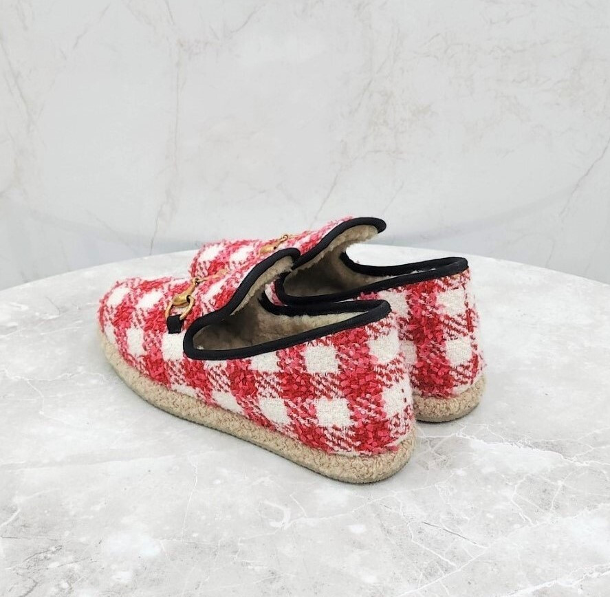 [럭스유] 37.5 / 구찌 체크 울 홀스빗 로퍼