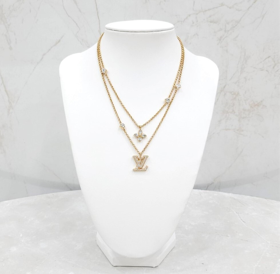 [럭스유] (새상품) 루이비통 LV 레이디 플라워 큐빅 목걸이 M01845