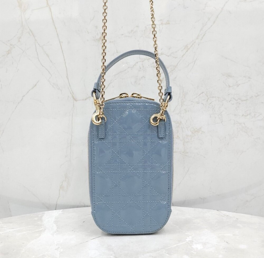 [럭스유] 디올 레이디 디올 콜인 폰홀더 체인백 블루 S08720VRB