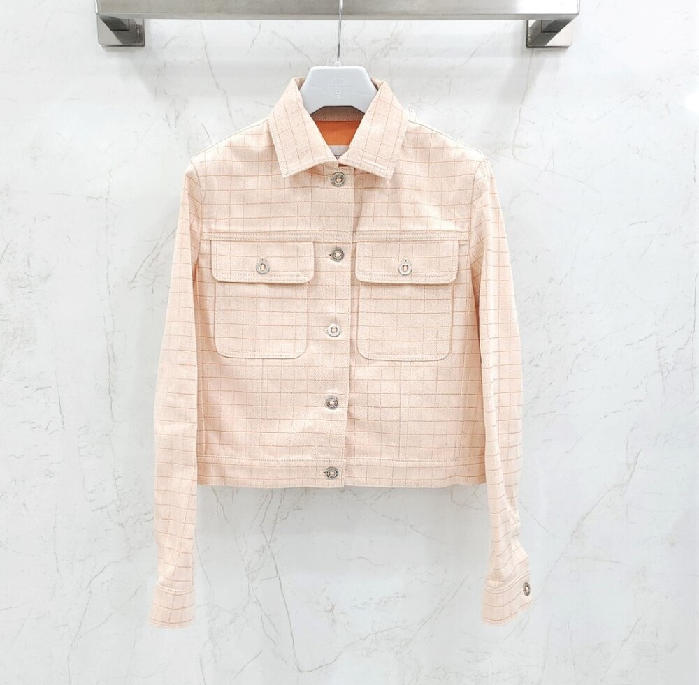 [럭스유] (새상품) 34 / 에르메스 태터샐 체크 코튼 자켓 H5H0251DGA334
