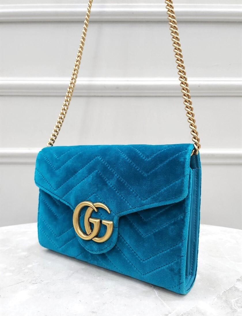 [럭스유] 구찌 GG 마틀라세 미니 벨벳 체인 숄더백